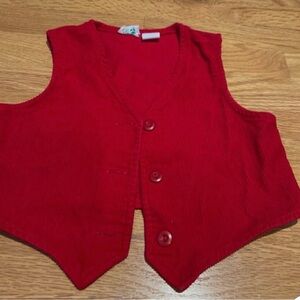 Vintage Alyssa Red Corduroy Button-Up Vest youth 6